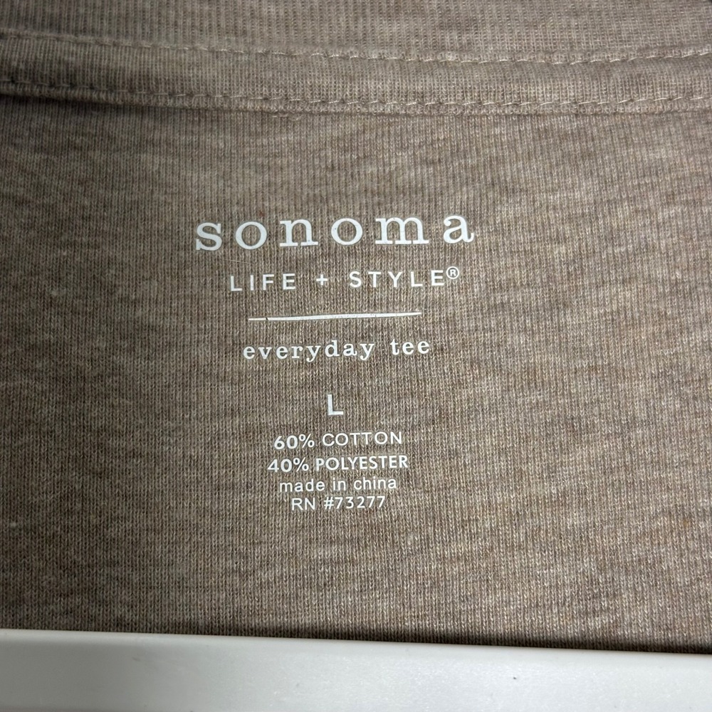Sonoma Life Style Womens Everyday Tee Long Sleeve V-Neck Brown Heather L - Picture 2 of 7
